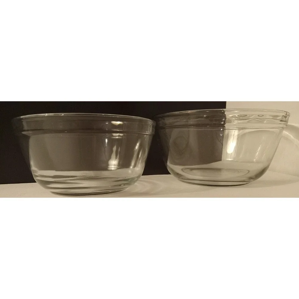 Vintage Anchor Hocking Clear Glass Mixing Bowls Set 1.5qt 2.5qt USA
